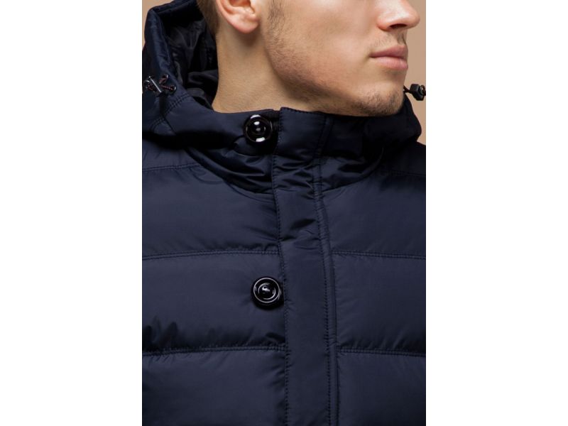 Куртка темно-синего цвета мужская с капюшоном зимняя модель 20180, фото 6