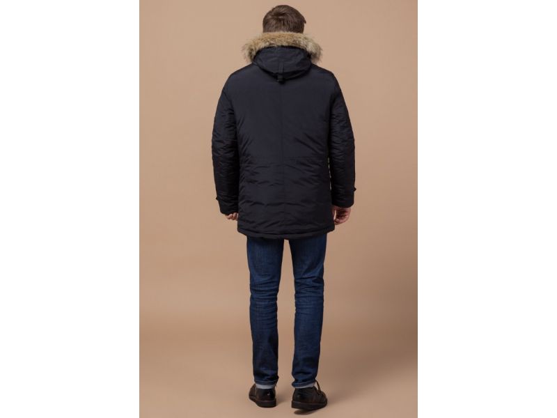 Черная парка теплая на зиму мужская модель 37560, фото 5