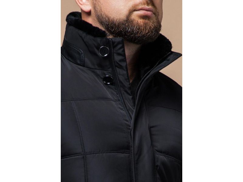 Мужской пуховик модный зимний цвет черный модель 3845, фото 6