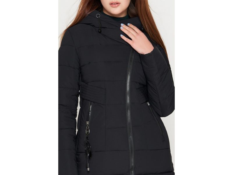 Пуховик женский черный на зиму молодежный модель 25325, фото 6