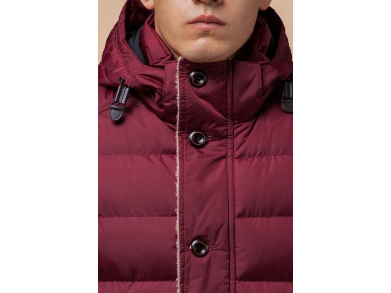 Куртка бордового цвета зимняя на молнии мужская модель 20849, фото 6