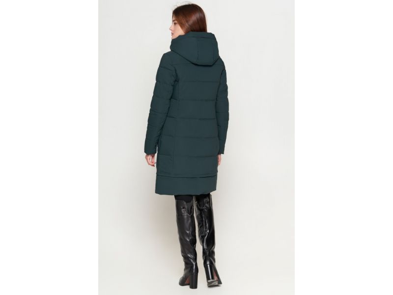 Темно-зеленый пуховик женский молодежный модель 25055, фото 5