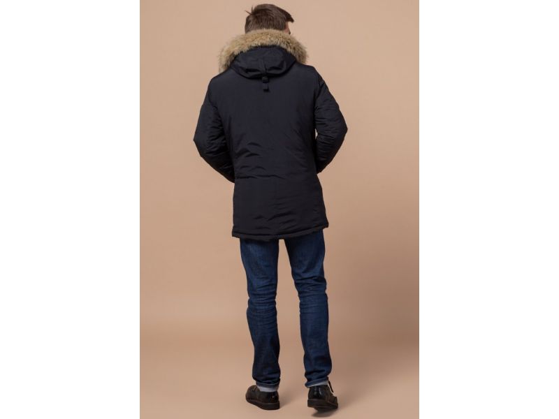 Парка зимняя с ветрозащитной планкой мужская цвет черный-красный модель 38230, фото 5