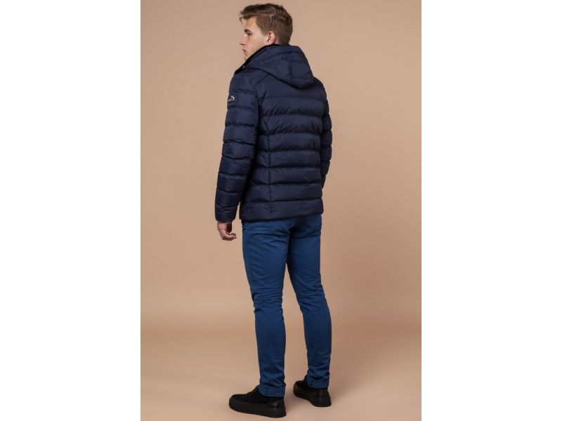Куртка темно-синяя брендовая для мужчин зимняя модель 24324, фото 5