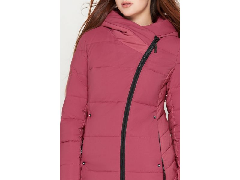 Зимний женский розовый пуховик молодежный модель 25085, фото 6