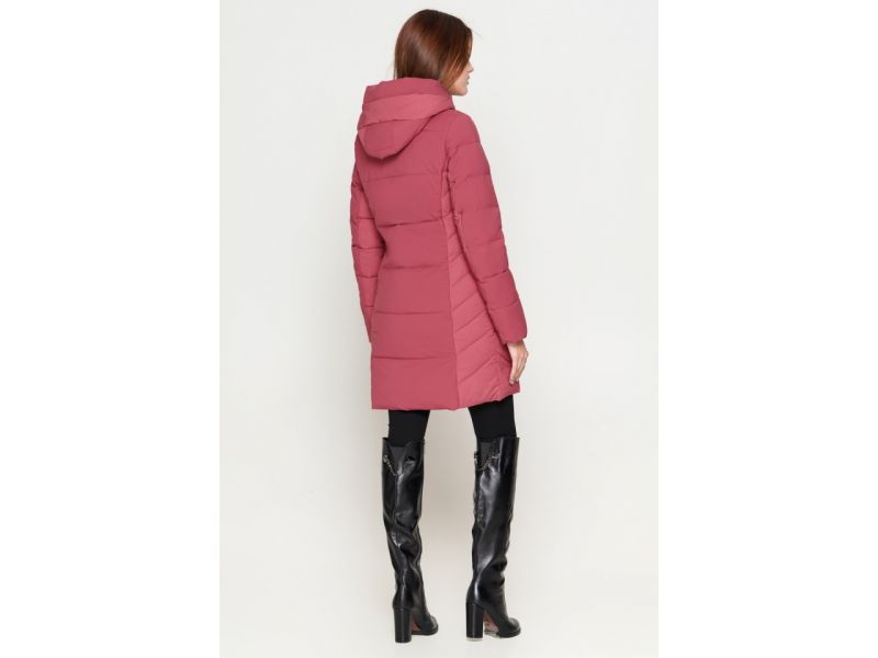 Зимний женский розовый пуховик молодежный модель 25085, фото 5