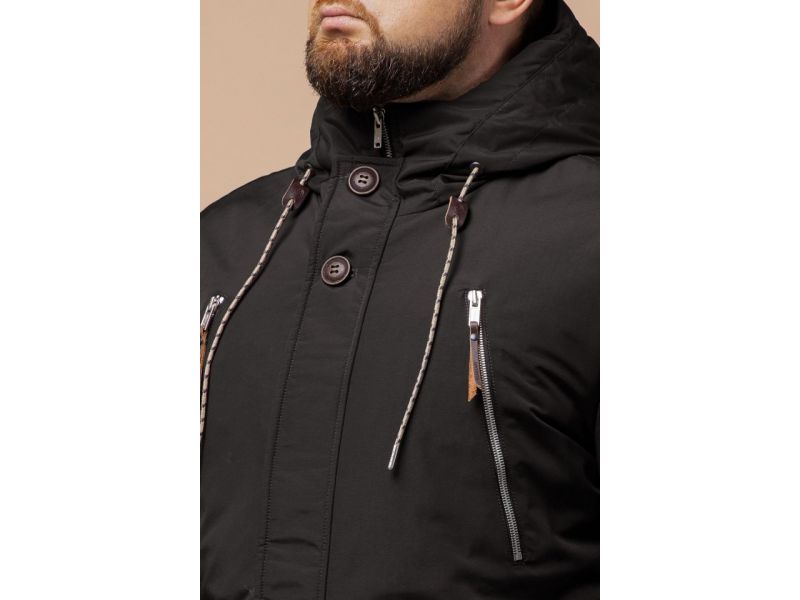 Коричневая парка мужская зимняя теплая модель 43015, фото 6