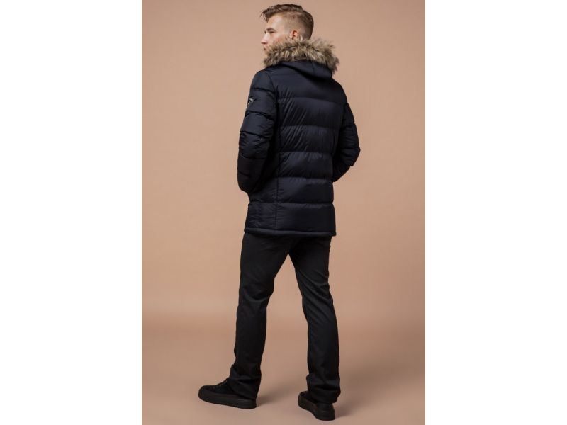 Куртка синяя на молнии мужская зимняя модель 24712, фото 5