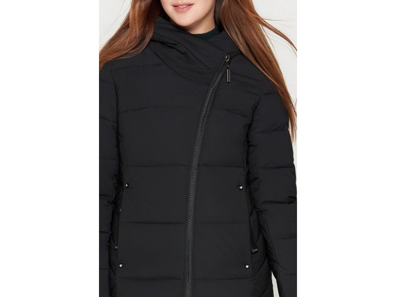 Черный женский молодежный пуховик на зиму модель 25395, фото 6