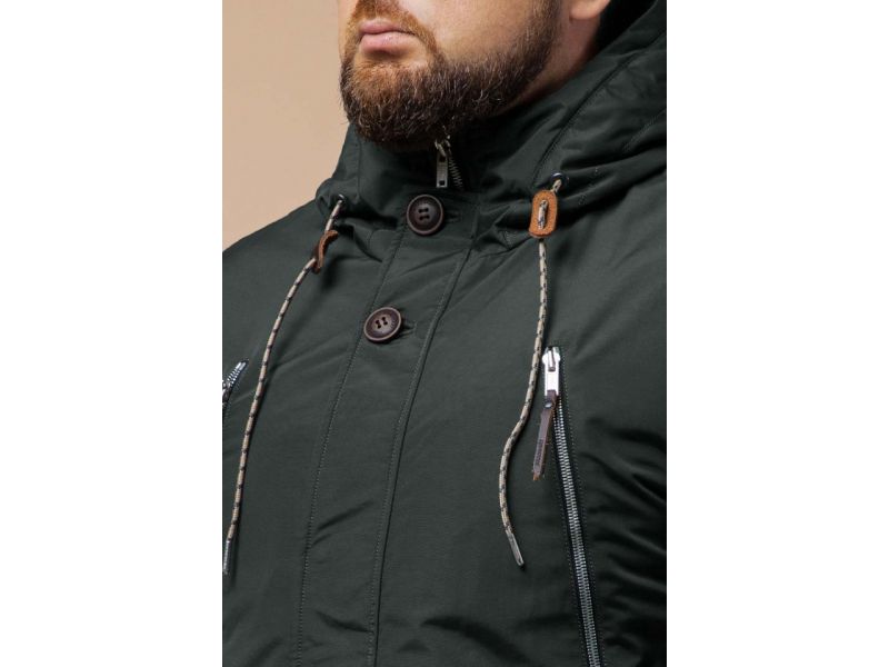 Мужская парка цвета хаки зимняя модель 43015, фото 6