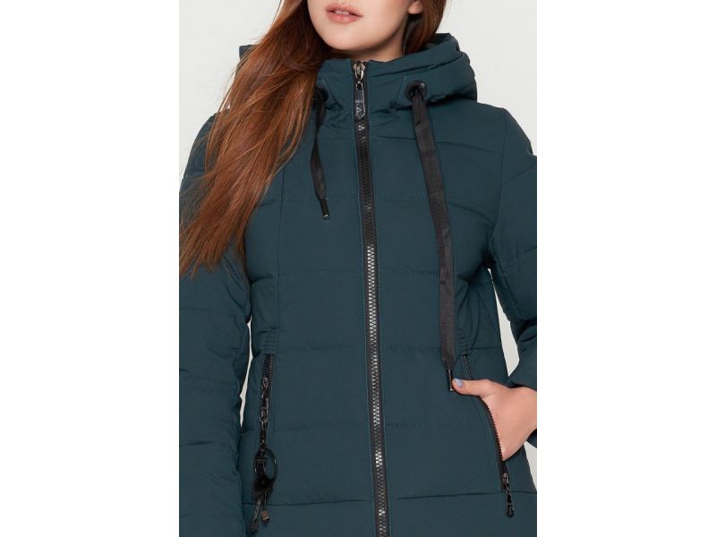 Зимний молодежный бирюзовый пуховик женский модель 25125, фото 6
