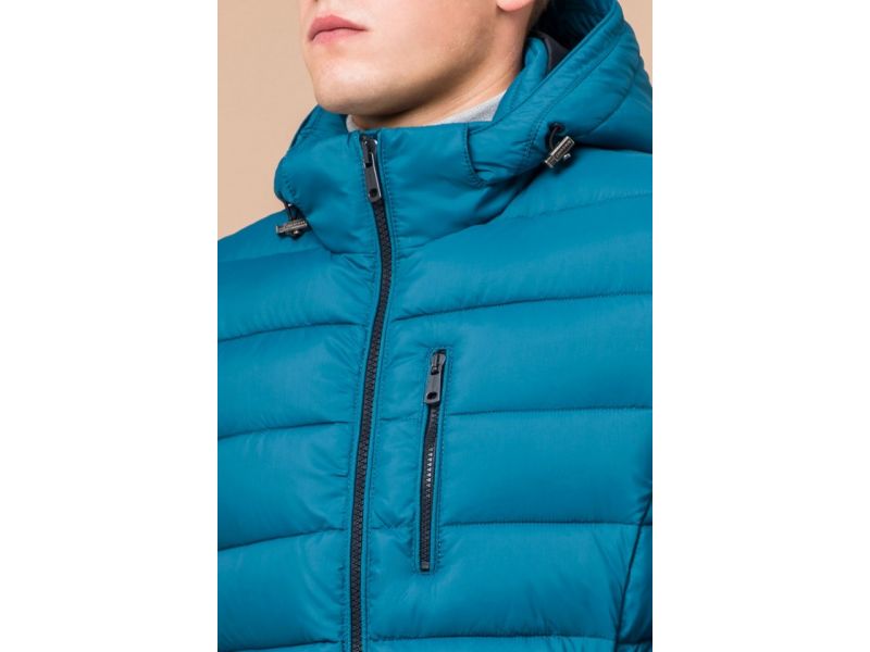 Бирюзовая теплая куртка зимняя для мужчин модель 36450, фото 6
