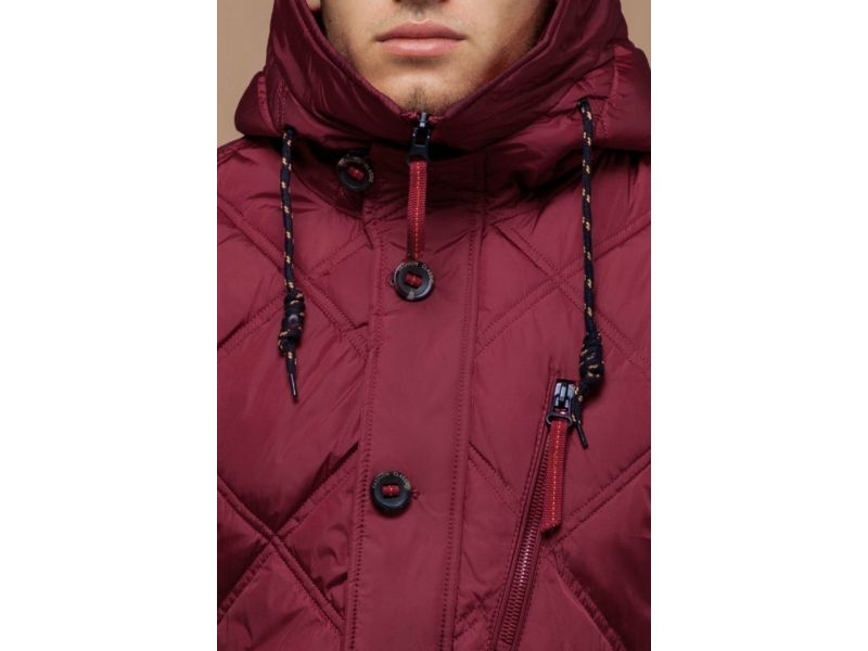 Красная зимняя куртка стеганая для мужчин модель 12481, фото 6