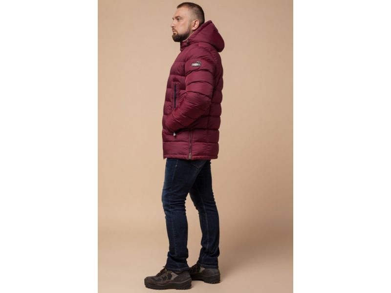 Куртка мужская удобная зимняя цвет бордовый модель 25285, фото 5