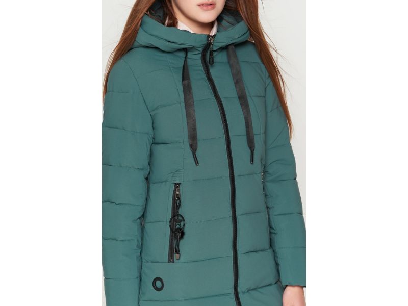 Зимний женский молодежный пуховик цвет зеленый модель 25125, фото 6