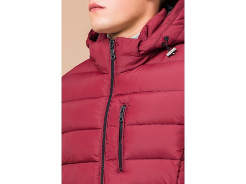 Бордовая зимняя куртка оригинального дизайна мужская модель 36450, фото 6