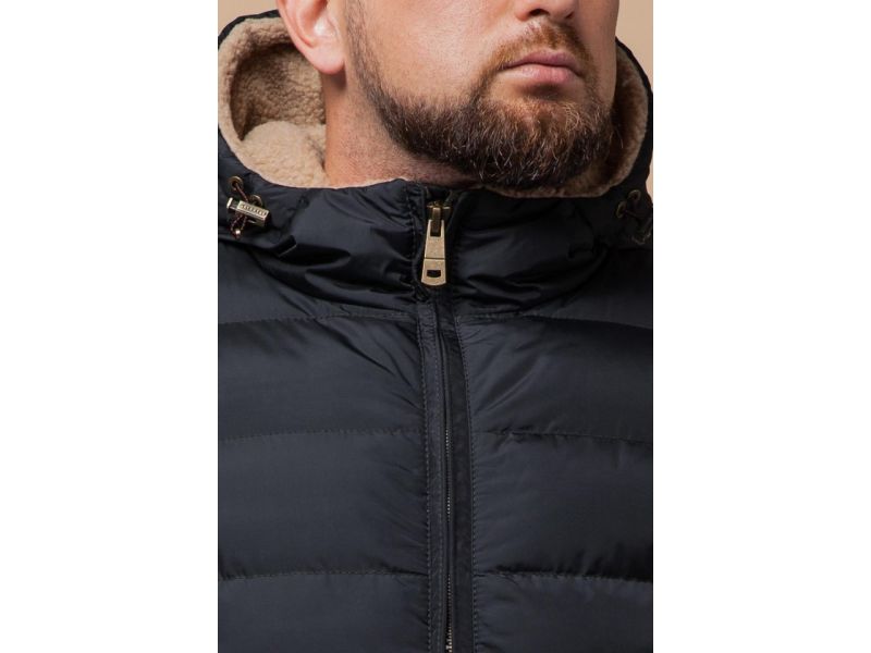 Куртка с капюшоном зимняя мужская графитового цвета модель 25285, фото 6