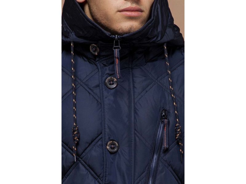 Зимняя темно-синяя куртка с пуговицами мужская модель 12481, фото 6