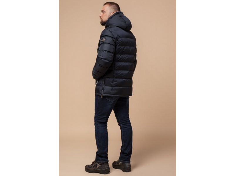Куртка зимняя для мужчин темно-синяя удобная модель 25285, фото 5