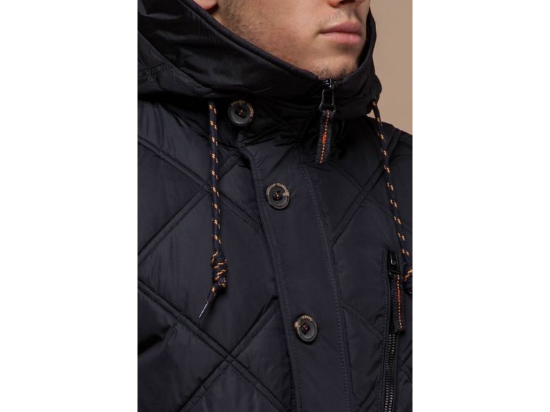 Черная мужская зимняя куртка с капюшоном модель 12481, фото 6