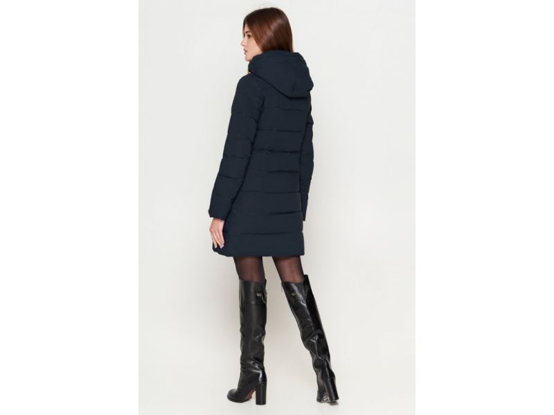 Зимний молодежный женский темно-синий пуховик модель 25435, фото 5