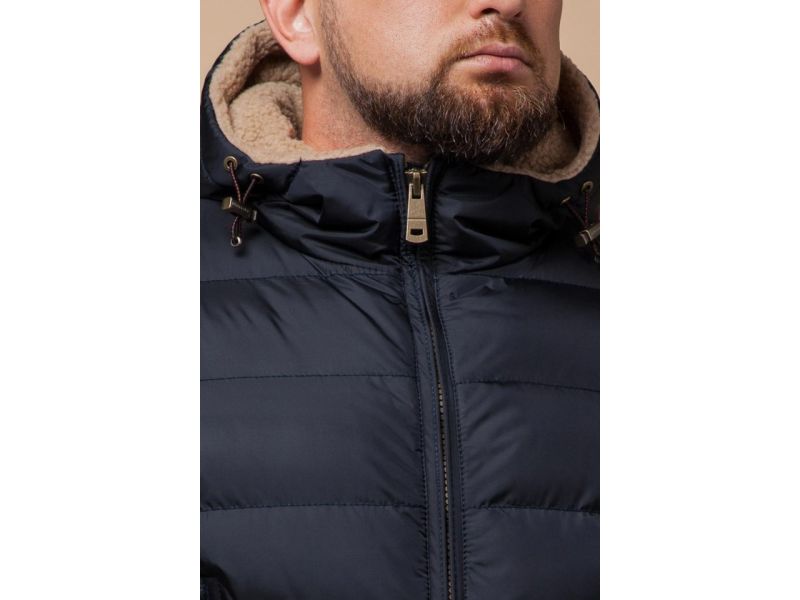 Куртка зимняя для мужчин темно-синяя удобная модель 25285, фото 6