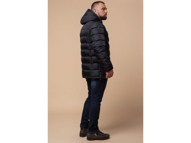 Куртка мужская комфортная черная на зиму модель 25285, фото 5