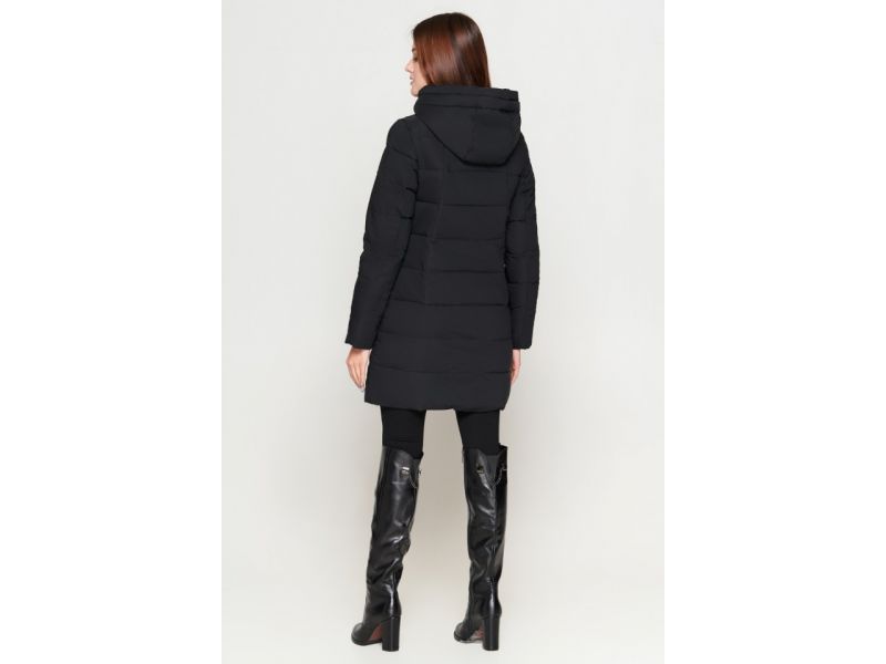 Зимний черный пуховик женский молодежный модель 25435, фото 5