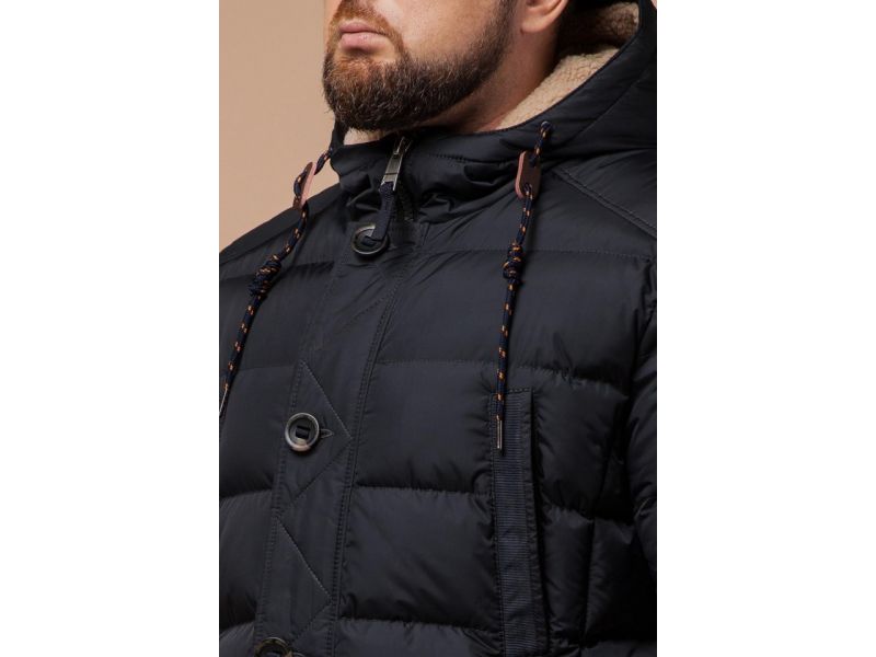 Графитовая куртка зимняя качественного пошива для мужчин модель 26402, фото 6