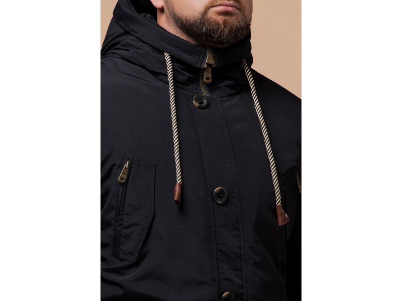 Парка черная мужская на зиму модель 45950, фото 6