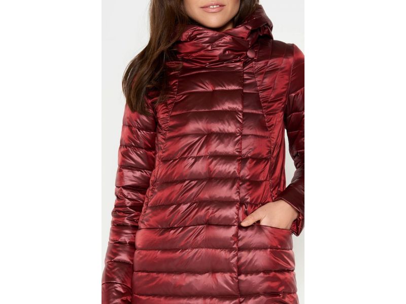 Воздуховик женский с капюшоном осенне-весенний цвет кармин модель 28215, фото 6