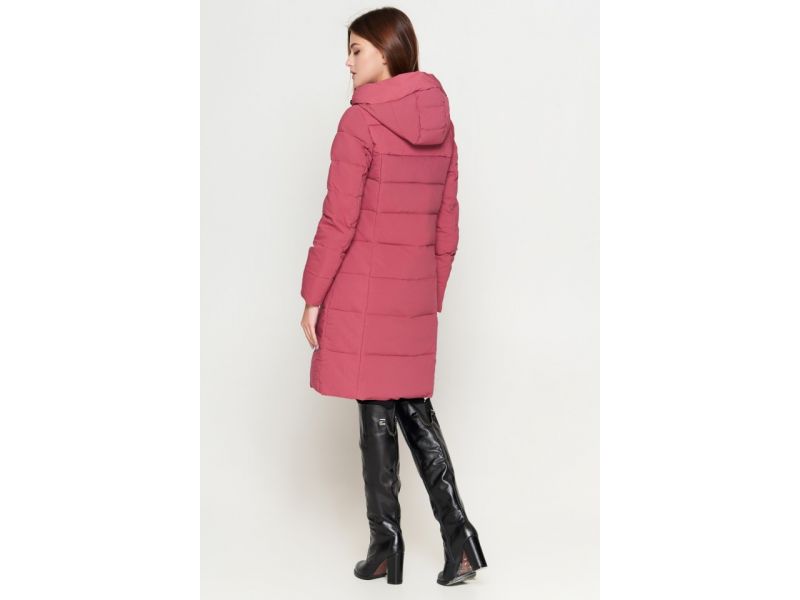 Молодежный зимний розовый пуховик женский на зиму модель 25165, фото 5