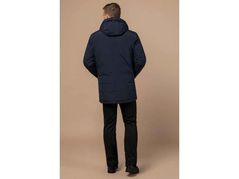 Синяя мужская парка зимняя с манжетами модель 47450, фото 5