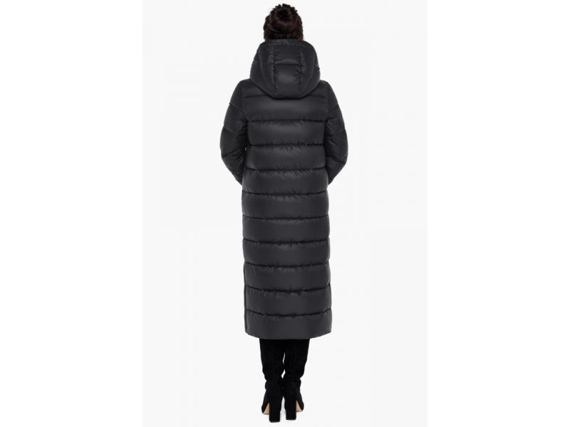 Женский воздуховик черный с капюшоном зимний модель 31007, фото 6
