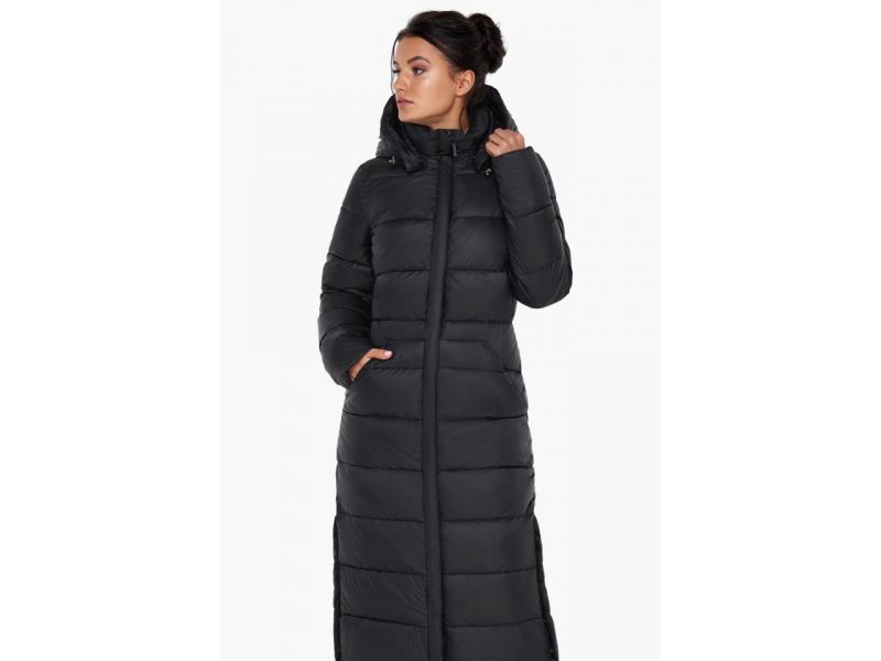 Женский воздуховик черный с капюшоном зимний модель 31007, фото 5