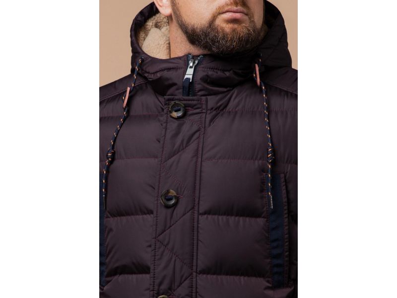 Темно-бордовая зимняя куртка оригинальная для мужчин модель 26402, фото 6