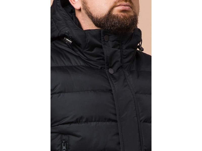 Черная комфортная зимняя куртка мужская модель 23482, фото 6