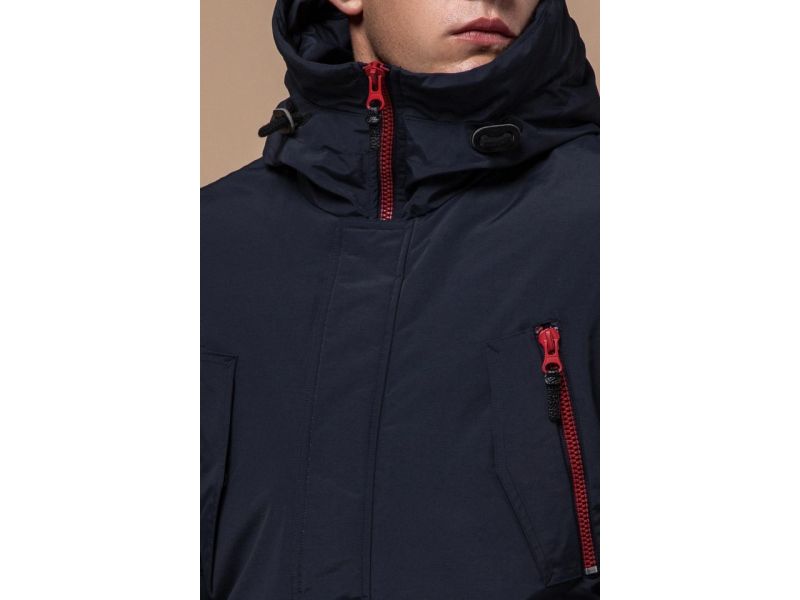 Парка синяя мужская с трикотажными манжетами зимняя модель 48560, фото 6