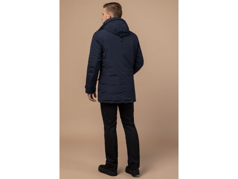 Парка синяя мужская с трикотажными манжетами зимняя модель 48560, фото 5