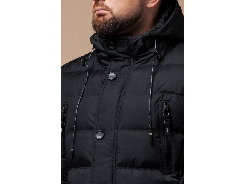 Графитовая модная куртка зимняя мужская модель 27635, фото 6