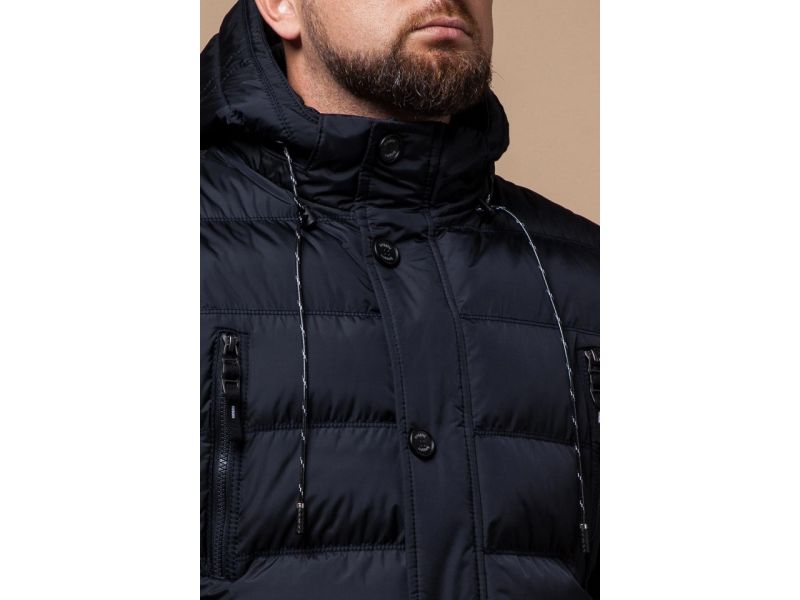 Темно-синяя теплая куртка зимняя мужская модель 27635, фото 6