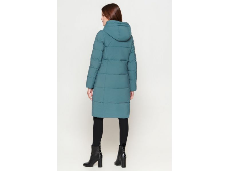 Женский молодежный пуховик на зиму цвет светлая бирюза модель 25495, фото 5