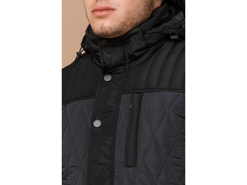 Мужская графитовая куртка зимняя прямого кроя модель 30538, фото 6