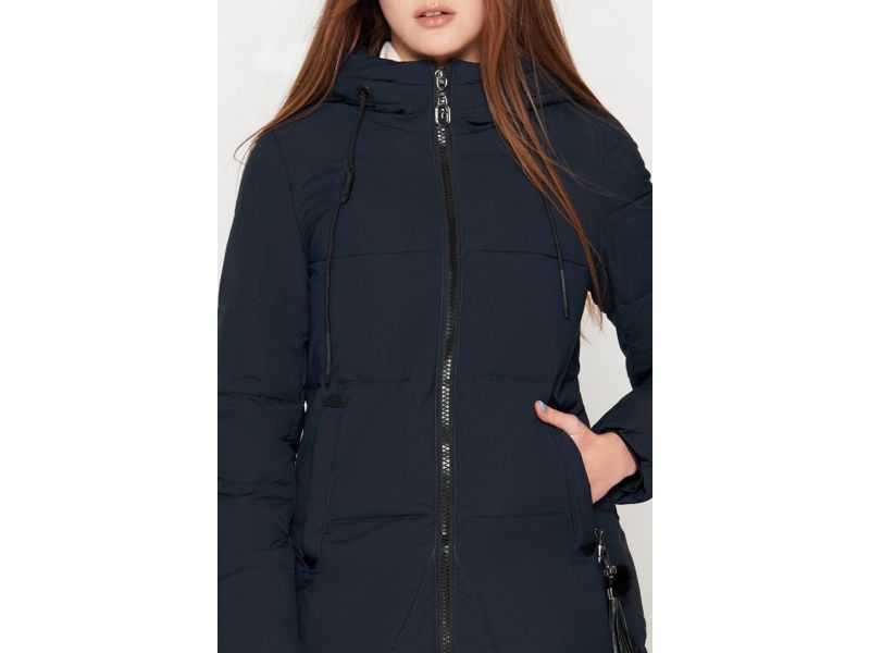 Женский зимний молодежный пуховик темно-синий модель 25495, фото 6