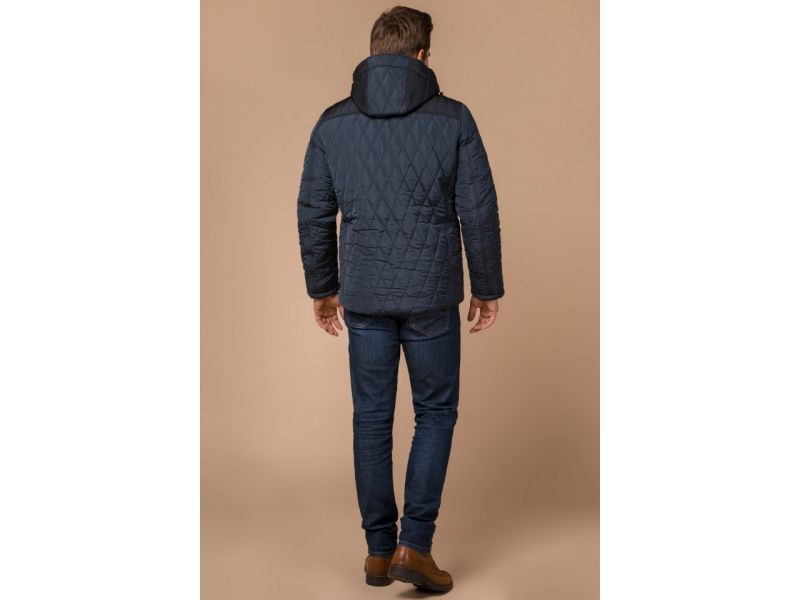 Светло-синяя куртка зимняя на кнопках для мужчин модель 30538, фото 5