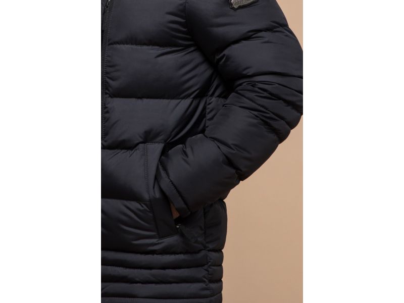 Графитовая куртка на молнии зимняя мужская модель 31610, фото 7