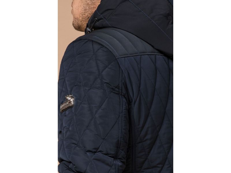 Мужская зимняя куртка синего цвета короткая модель 30538, фото 8