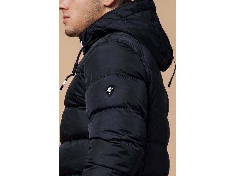 Куртка мужская на зиму цвет темно-синий-белый модель 10168, фото 8