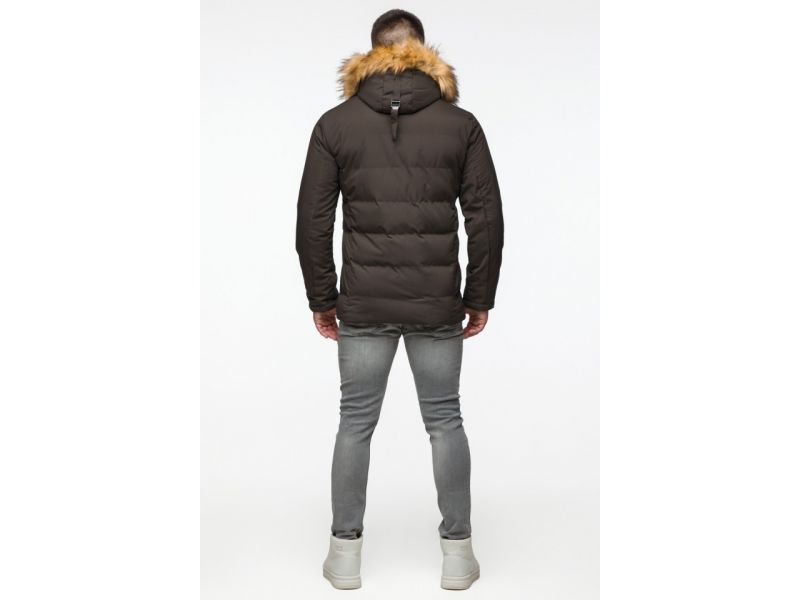Молодежная мужская зимняя куртка цвета кофе модель 25780, фото 7