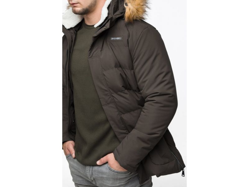 Молодежная мужская зимняя куртка цвета кофе модель 25780, фото 10